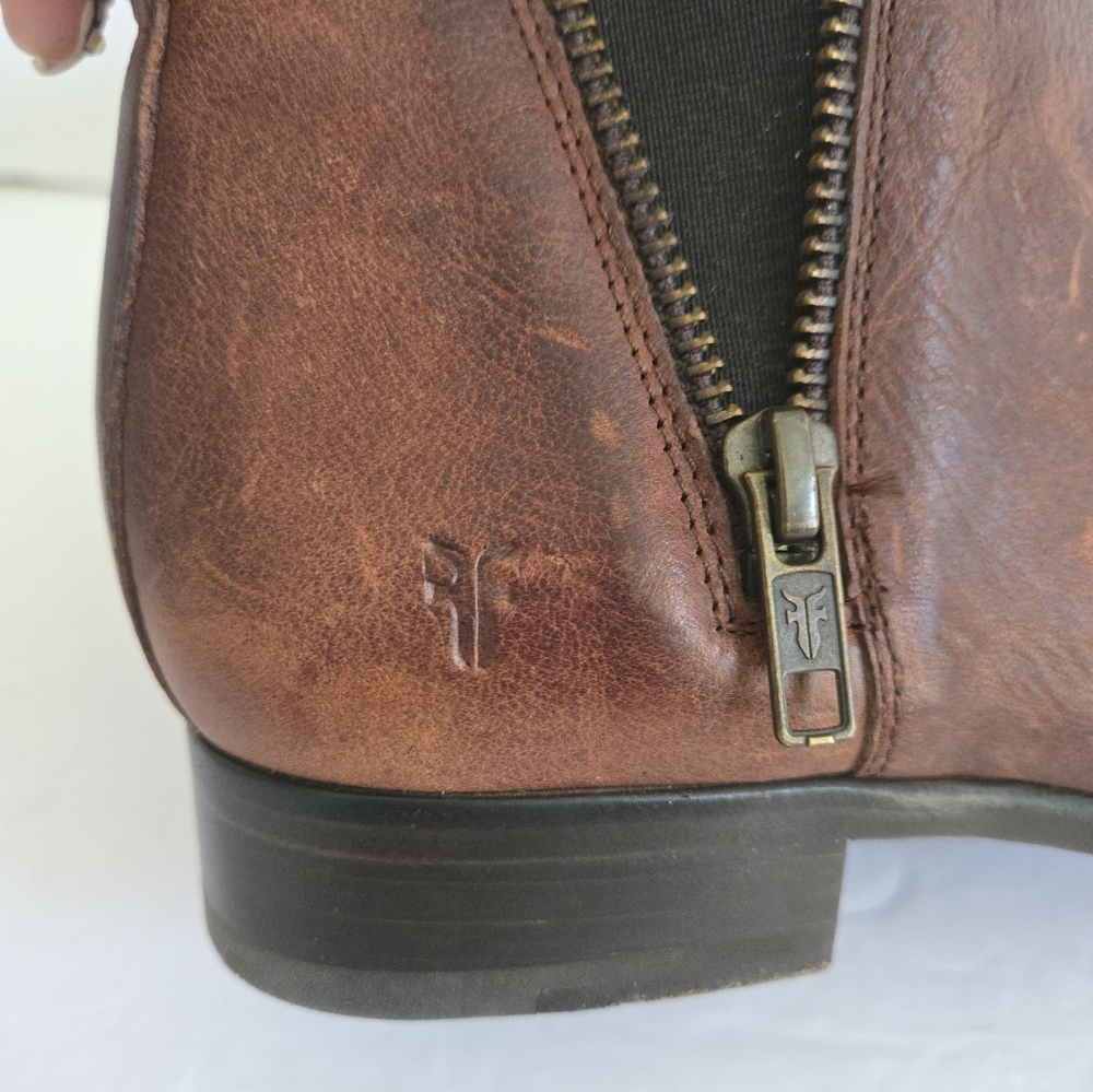 Frye Chelsea Leather Boots Camel Tan size 6 - Picture 12 of 13